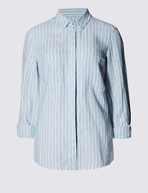Pure Linen Striped Shirt Image 2 of 3