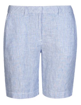 Pure Linen Striped Shorts Image 2 of 5