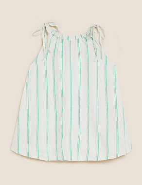 Pure Linen Striped Sleeveless Cami Top Image 2 of 4