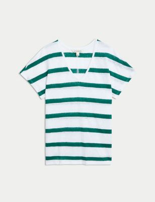 Pure Linen Striped T-Shirt Image 2 of 5