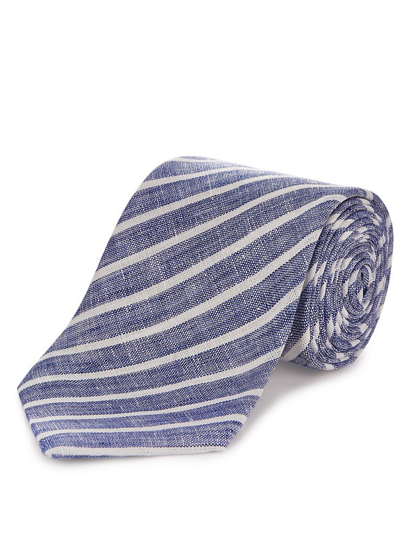 Pure Linen Striped Tie Image 1 of 1