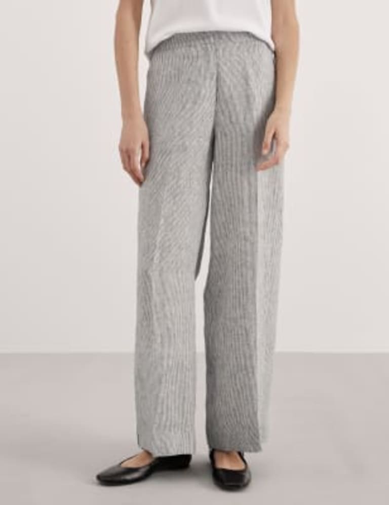 Pure Linen Striped Trousers