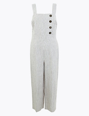 Pure Linen Striped Utility Jumpsuit Image 2 of 5