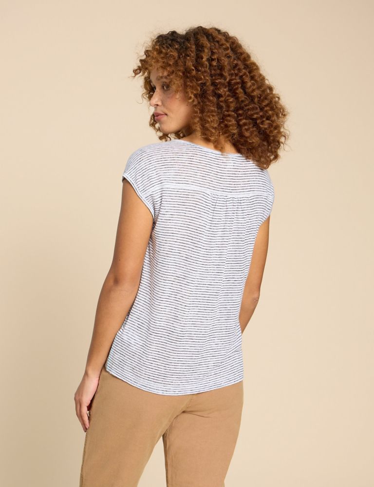 Pure Linen Striped V-Neck Vest Top 4 of 5