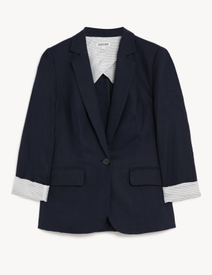 Gap Casual Classic Blazer in Linen-Cotton, Size S Navy