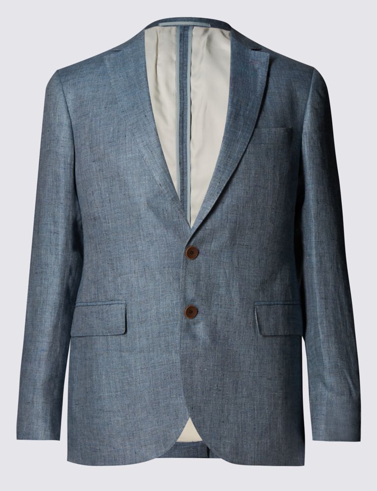Pure Linen Tailored Fit 2 Button Marl Jacket 2 of 6