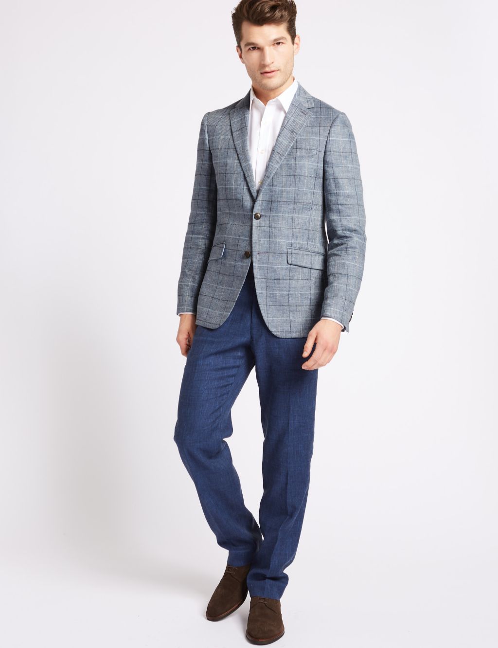 Pure Linen Tailored Fit Checked Jacket 2 of 7