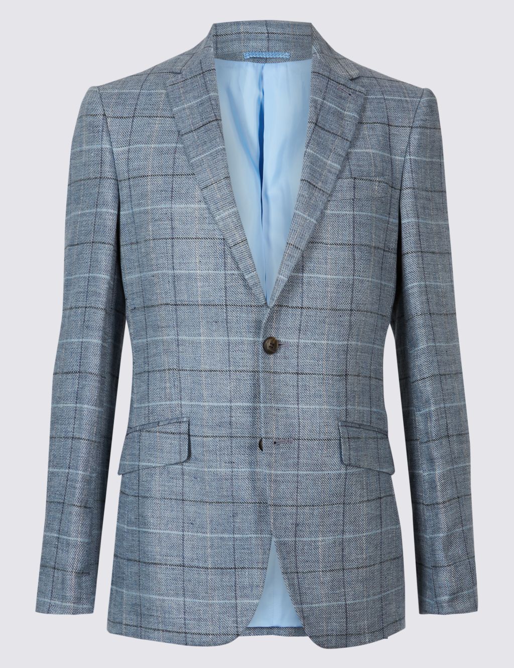 Pure Linen Tailored Fit Checked Jacket 1 of 7