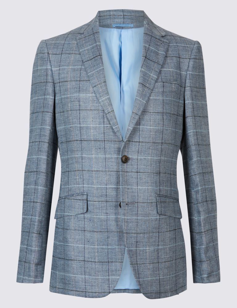 Pure Linen Tailored Fit Checked Jacket 2 of 7