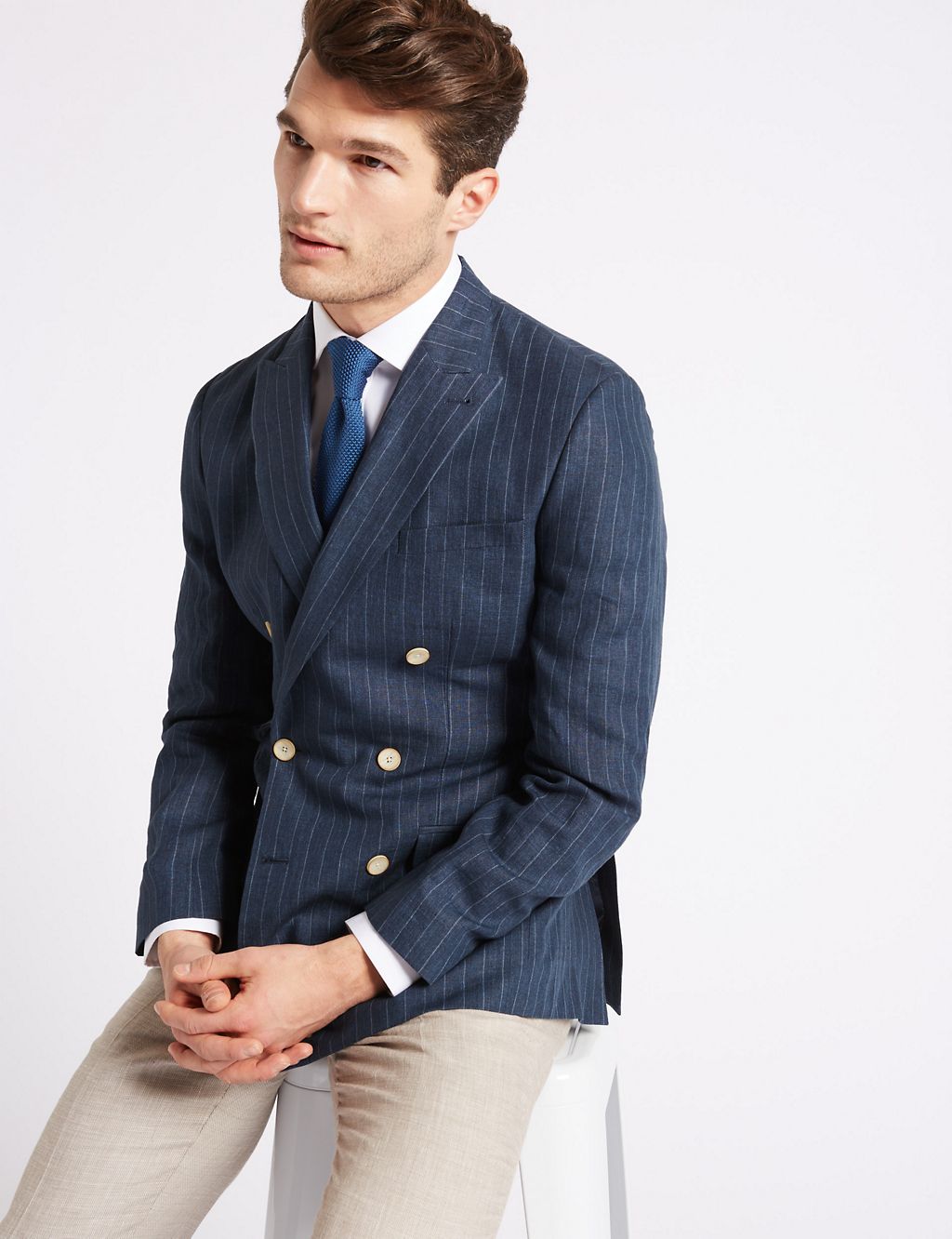 Pure Linen Tailored Fit Striped Jacket 2 of 8