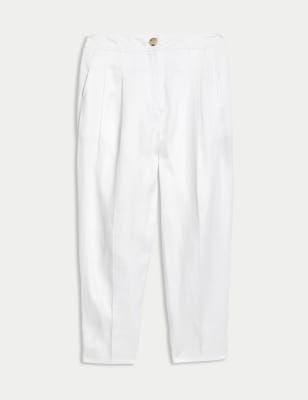 Pure Linen Tapered Ankle Grazer Trouser Image 2 of 7
