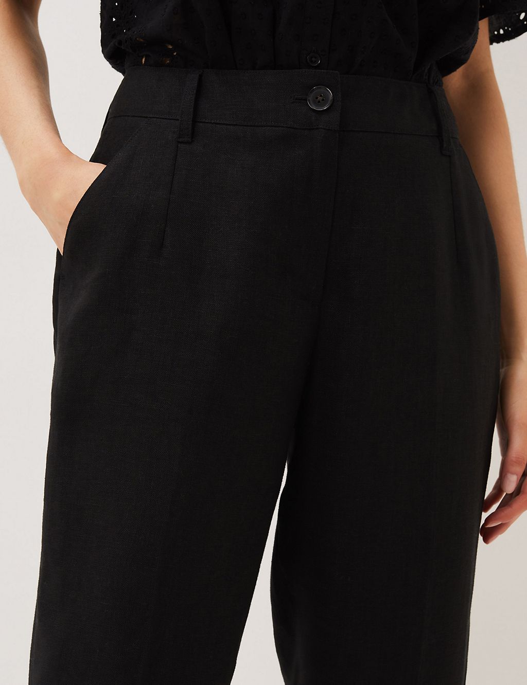 Pure Linen Tapered Cropped Trousers 5 of 6