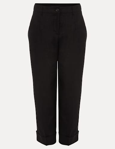 Pure Linen Tapered Cropped Trousers 2 of 6