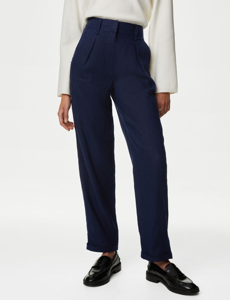 Pure Linen Tapered Trousers 4 of 6