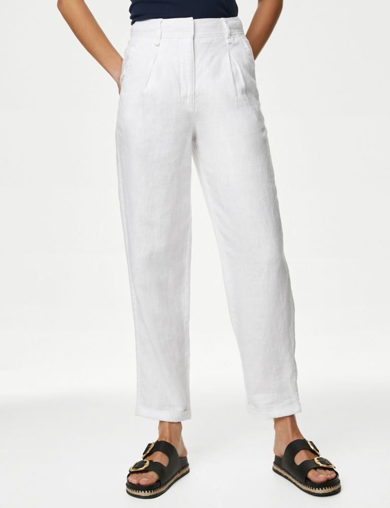 Pure Linen Tapered Trousers 3 of 5