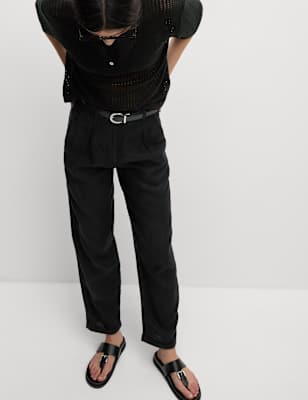 Marks and spencer womens linen clearance trousers