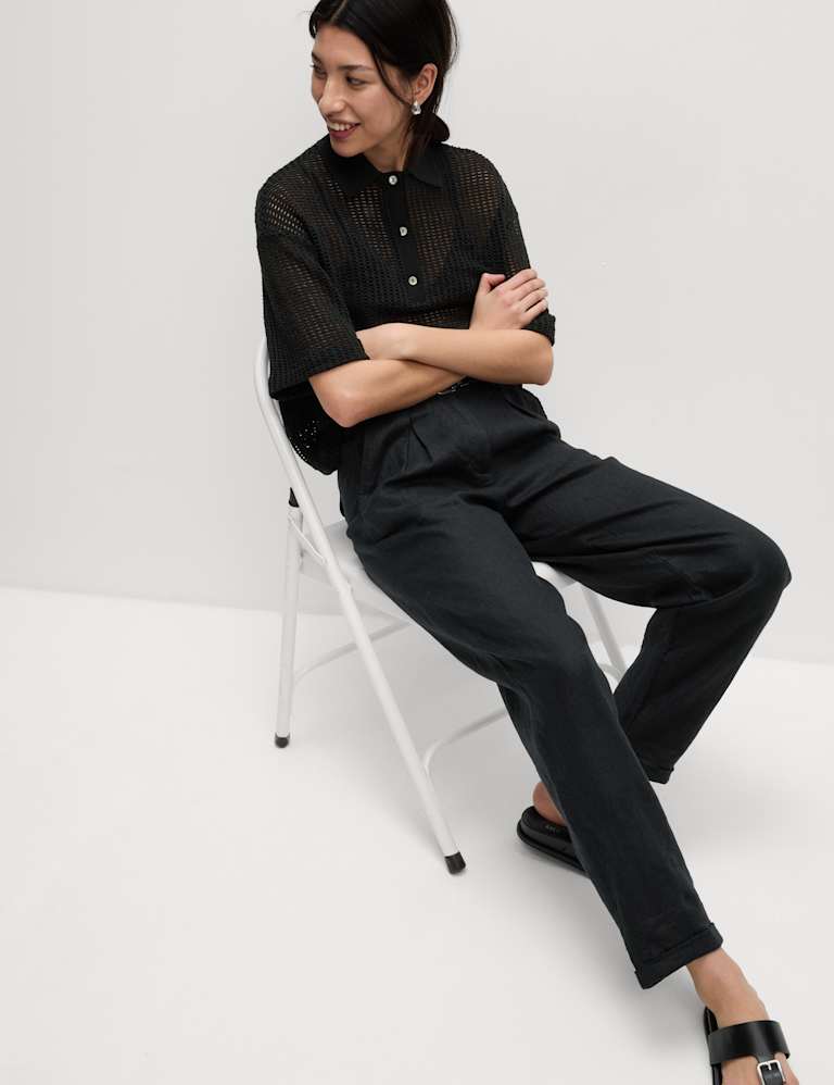 Pure Linen Tapered Trousers