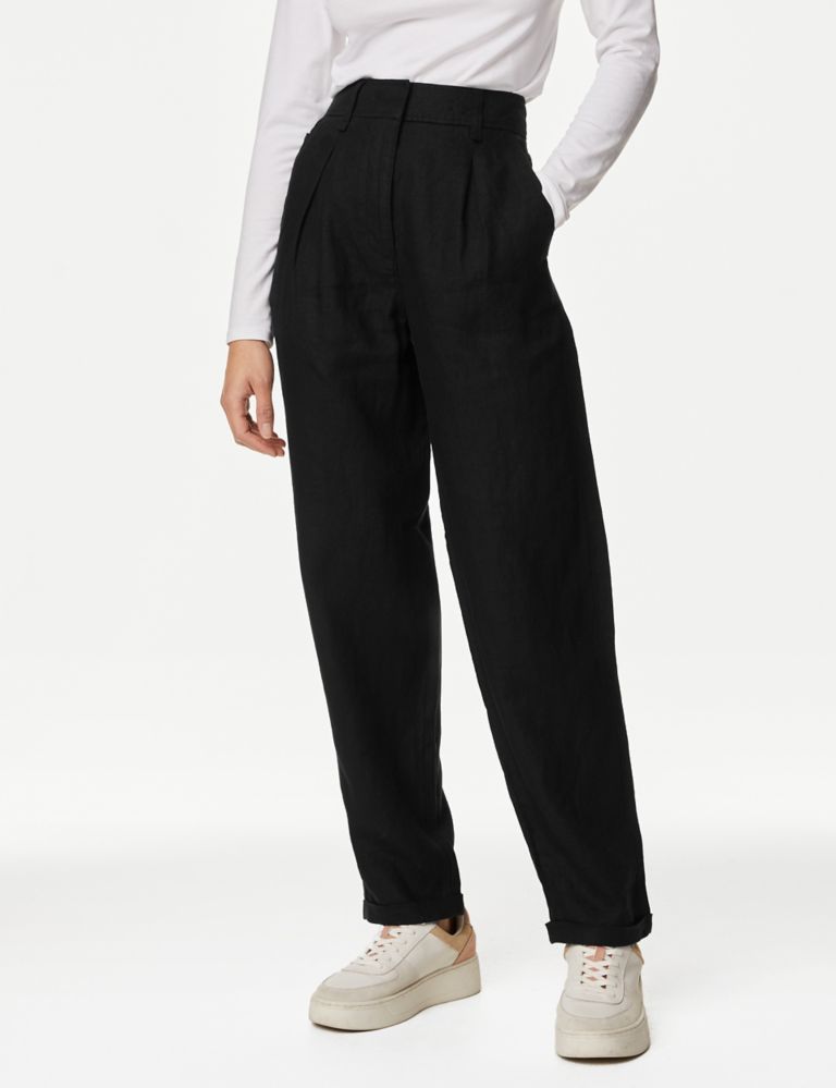 Pure Linen Tapered Trousers 4 of 5