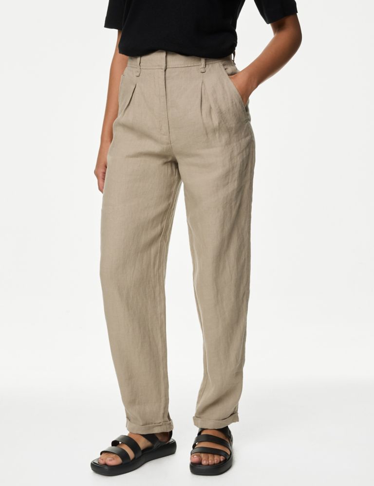 Pure Linen Tapered Trousers 5 of 6