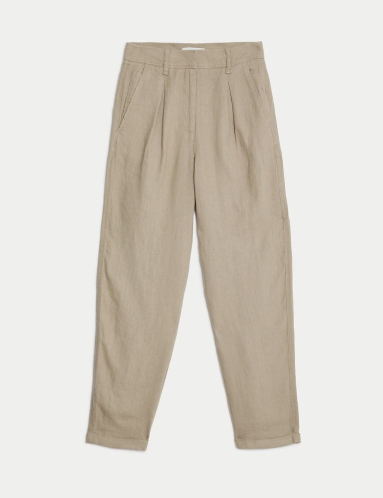 Pure Linen Tapered Trousers 3 of 6