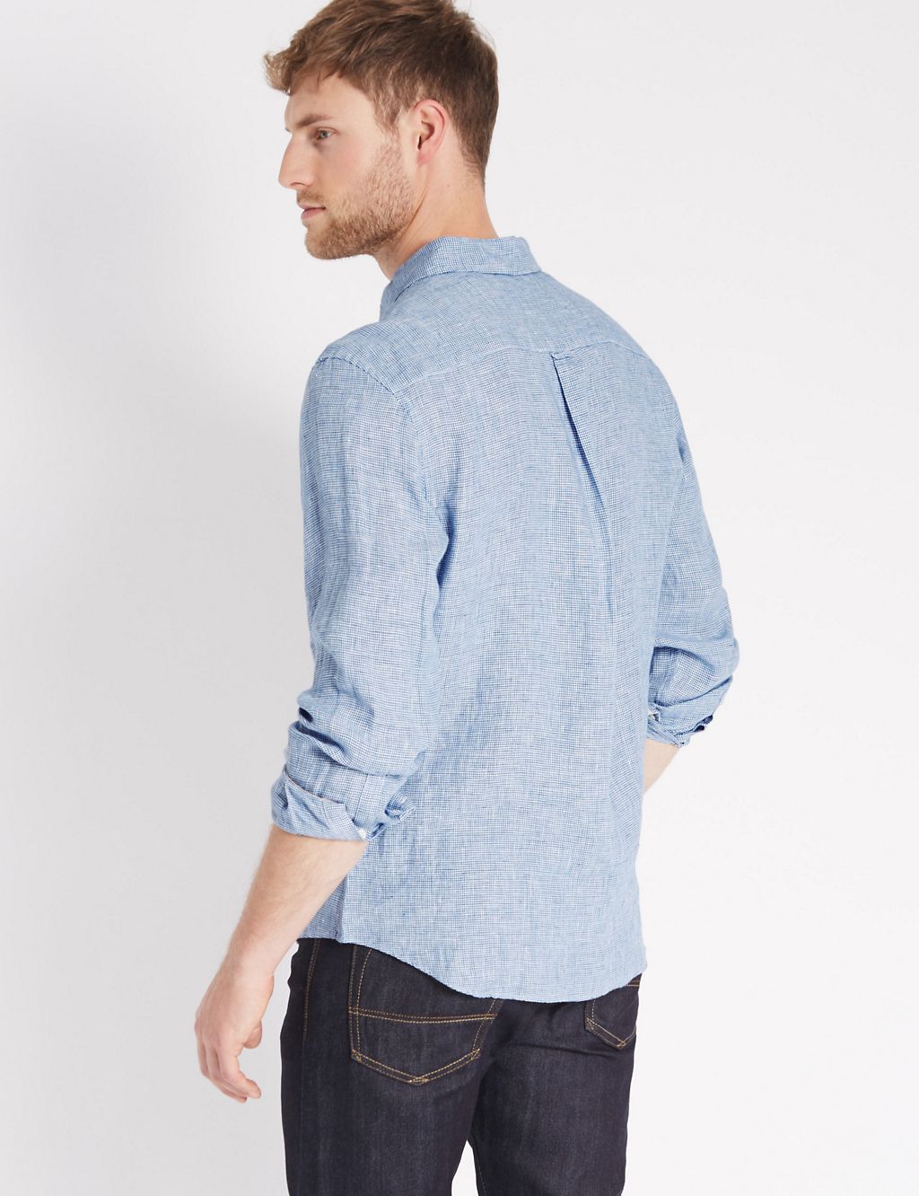 Pure Linen Textured Shirt with Pocket 2 of 4