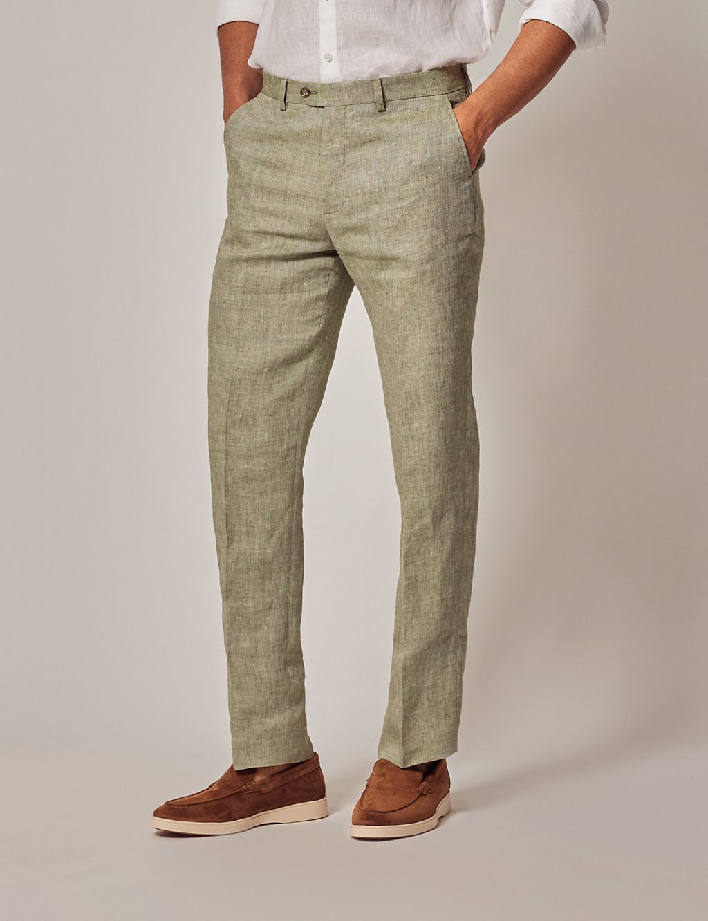 Pure Linen Textured Suit Trousers 3 of 4