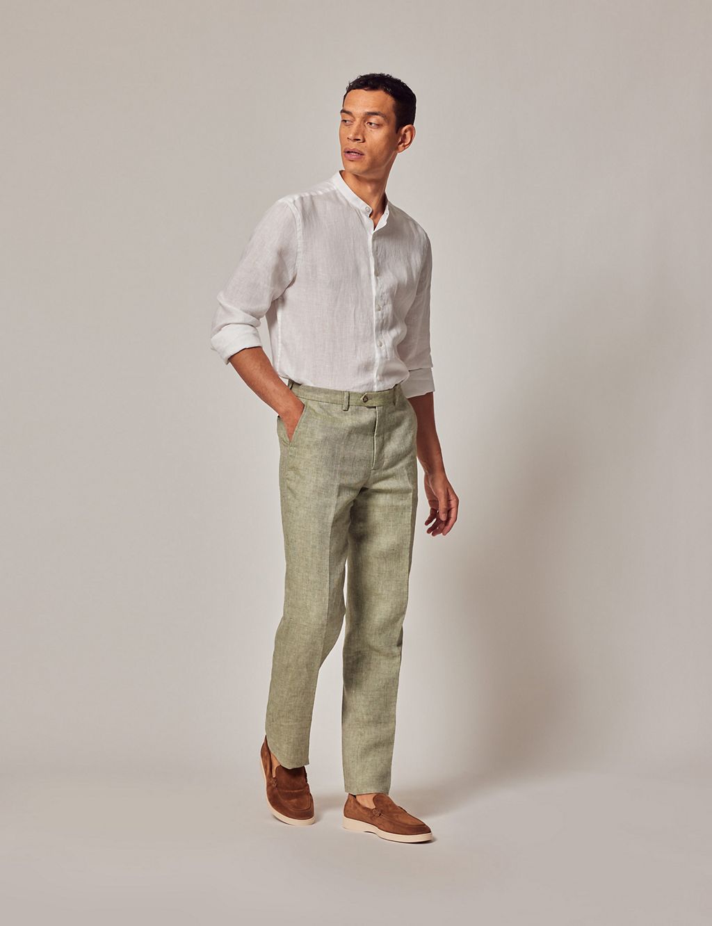 Pure Linen Textured Suit Trousers 1 of 4