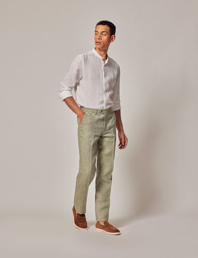 Pure Linen Textured Suit Trousers 2 of 4