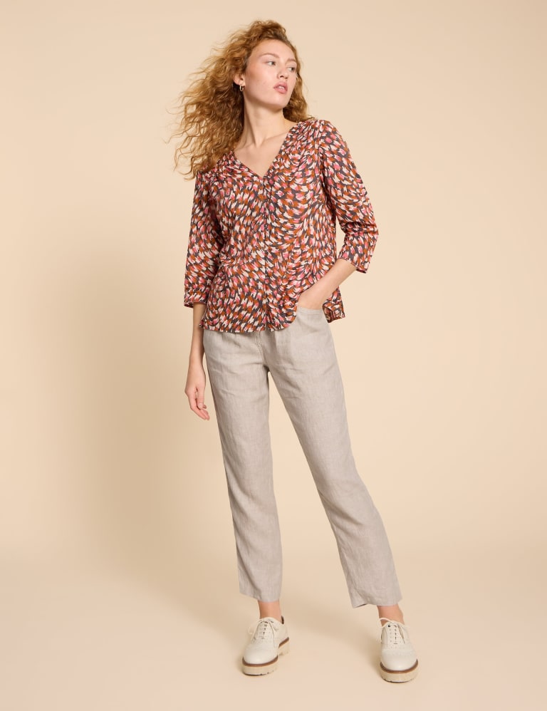 Marks and spencer white linen trousers discount