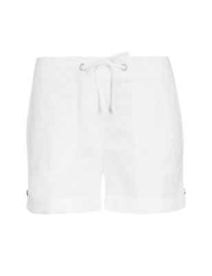 Pure Linen Turn Up Shorts Image 2 of 5