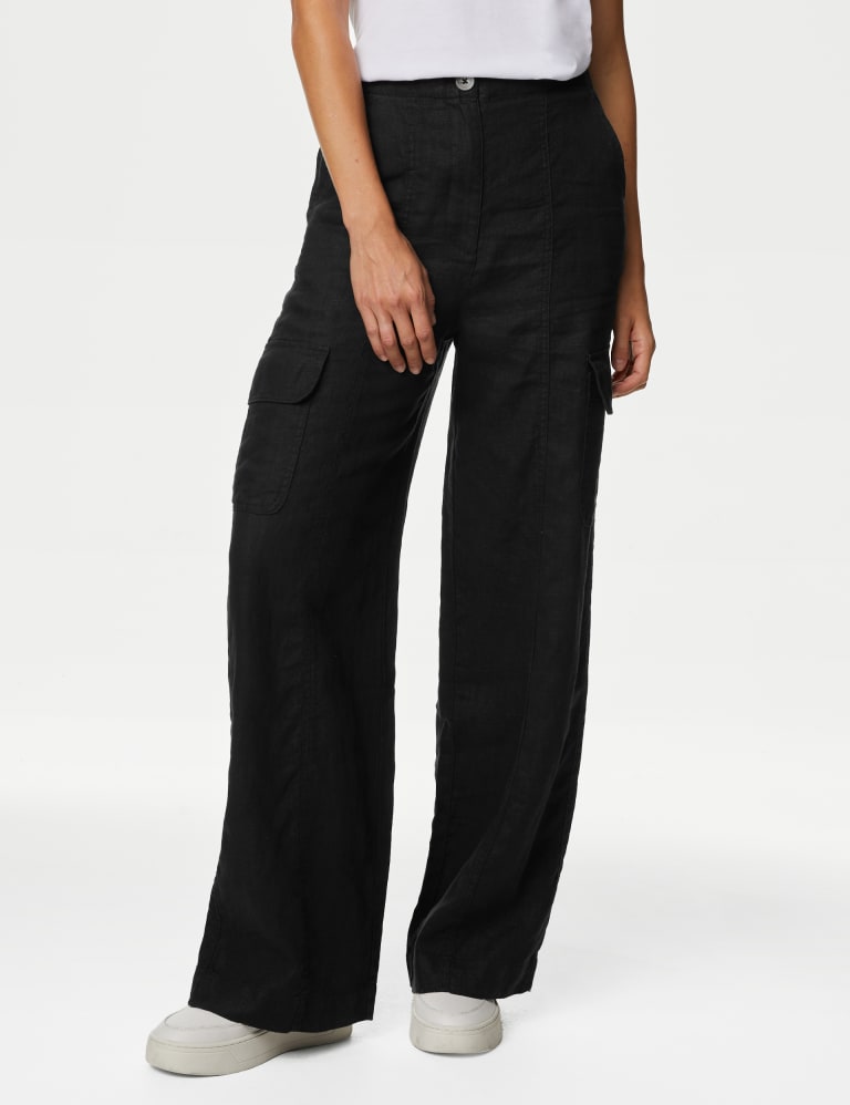 M&s black 2025 linen trousers