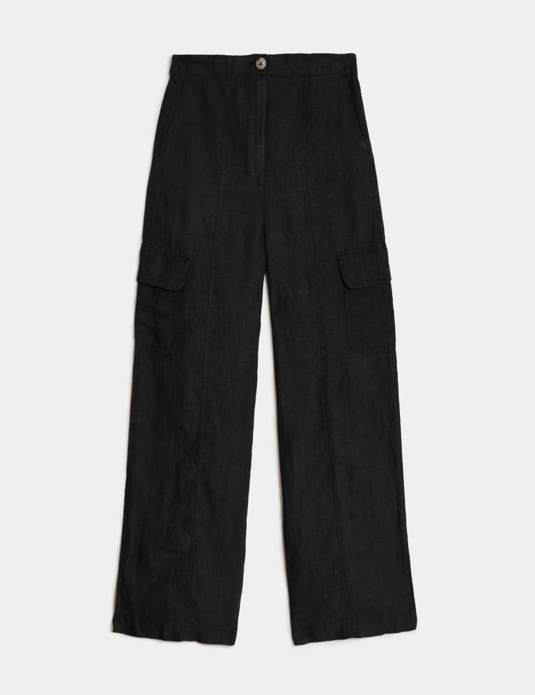 M&s wide on sale leg linen trousers