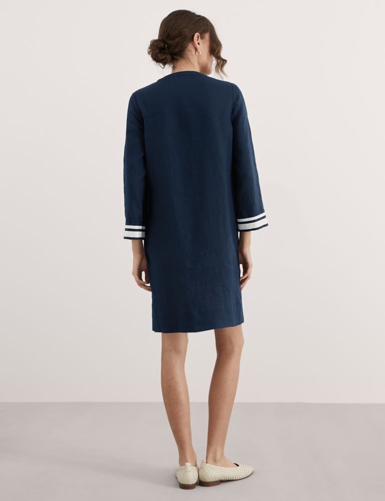 Pure Linen V-Neck Mini Shift Dress 6 of 6