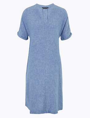 Pure Linen V-Neck Shift Dress | M&S Collection | M&S