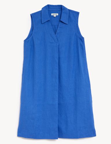 Pure Linen V-Neck Sleeveless Shift Dress 2 of 6