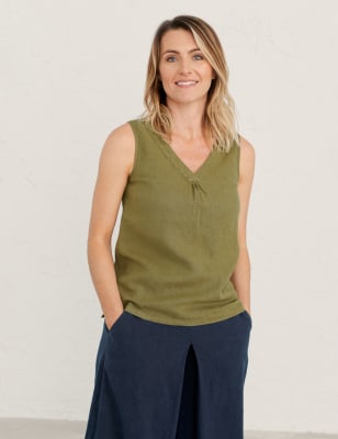 linen sleeveless vest