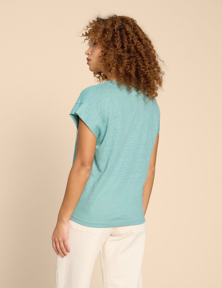 Pure Linen V-Neck T-Shirt 3 of 4