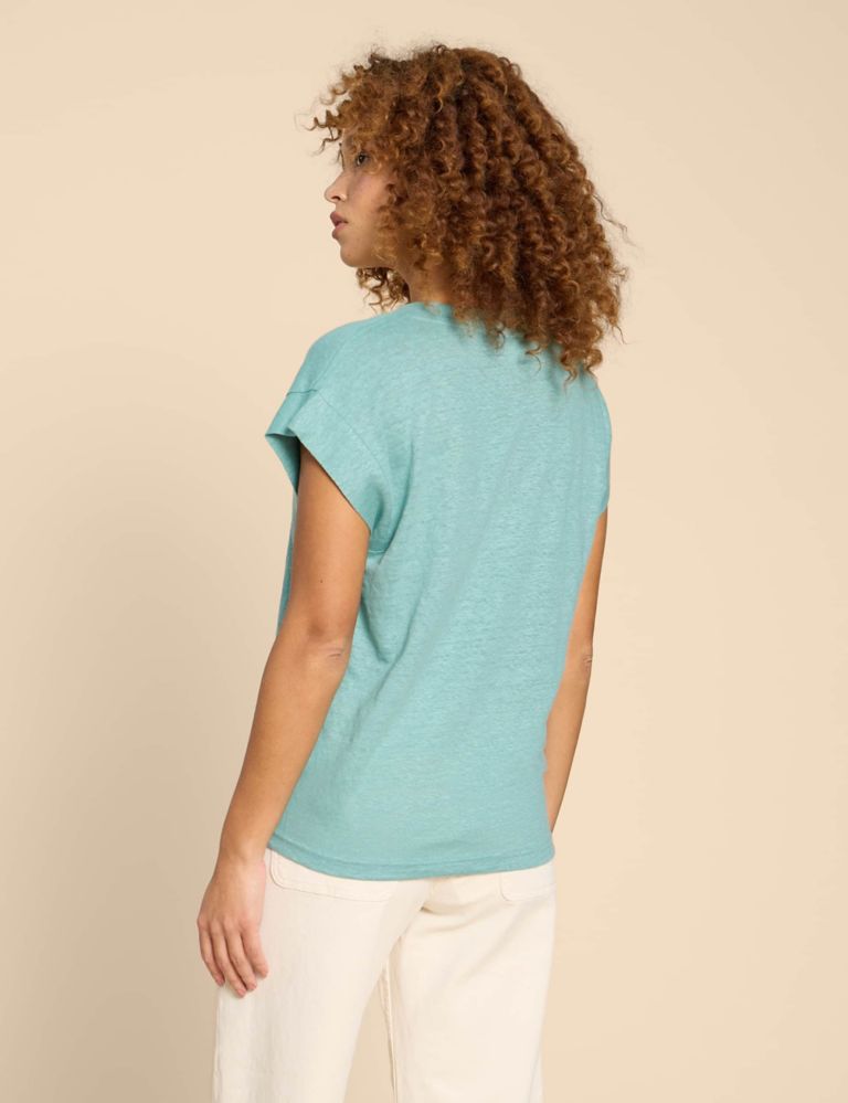 Pure Linen V-Neck T-Shirt 3 of 6