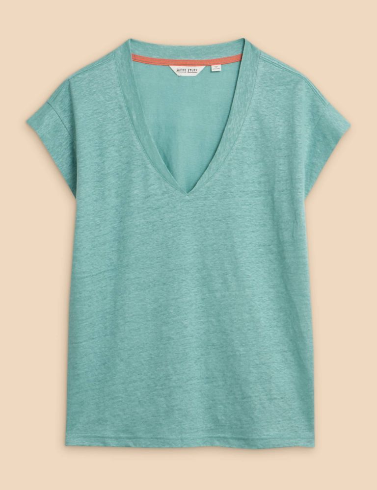 Pure Linen V-Neck T-Shirt 2 of 6
