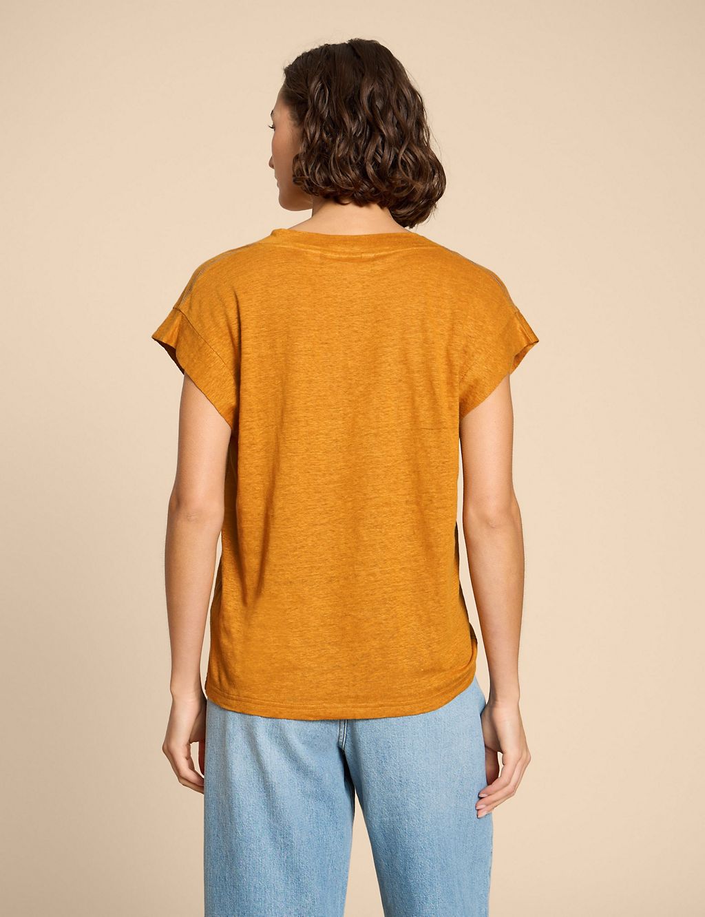 Pure Linen V-Neck T-Shirt 4 of 5