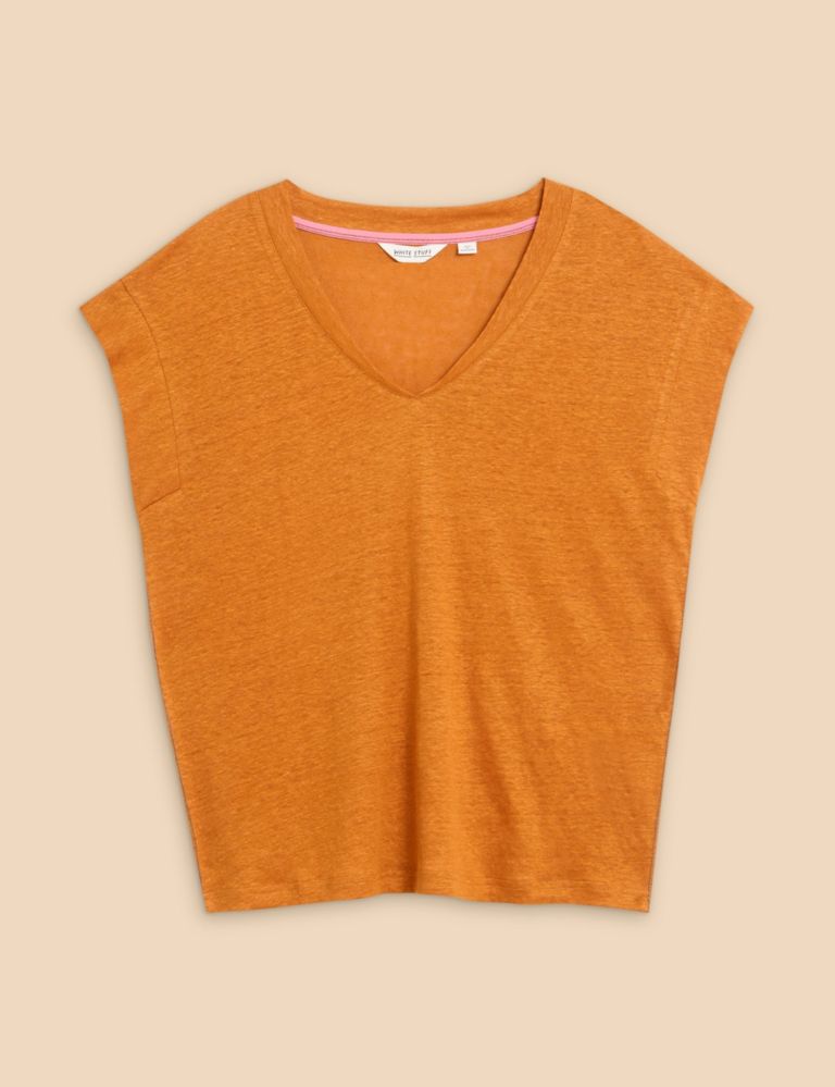 Pure Linen V-Neck T-Shirt 2 of 5