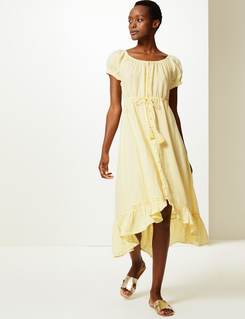 Pure Linen Waisted Midi Dress 3 of 4