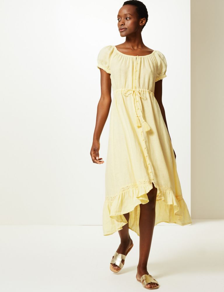 Pure Linen Waisted Midi Dress 1 of 4