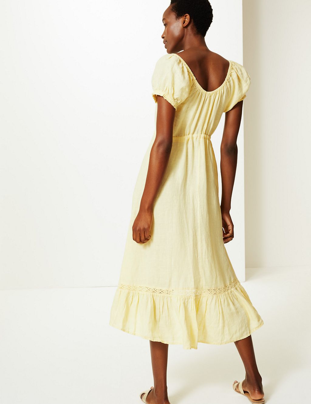 Pure Linen Waisted Midi Dress 4 of 4