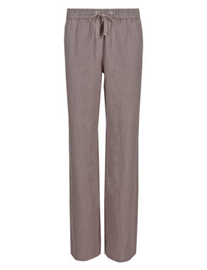 Pure Linen Wide Leg Beach Trousers Image 2 of 3