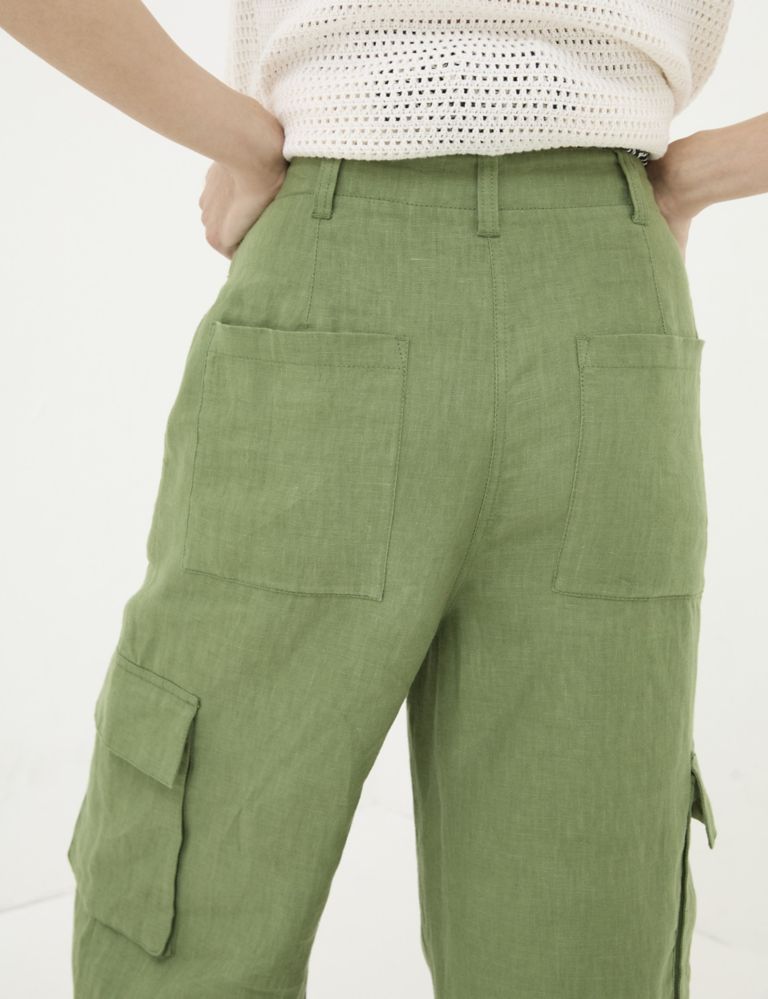 Pure Linen Wide Leg Cargo Trousers 5 of 5