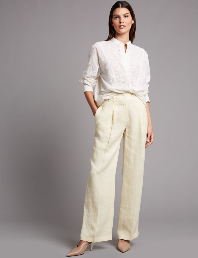 Pure Linen Wide Leg Trousers 1 of 7