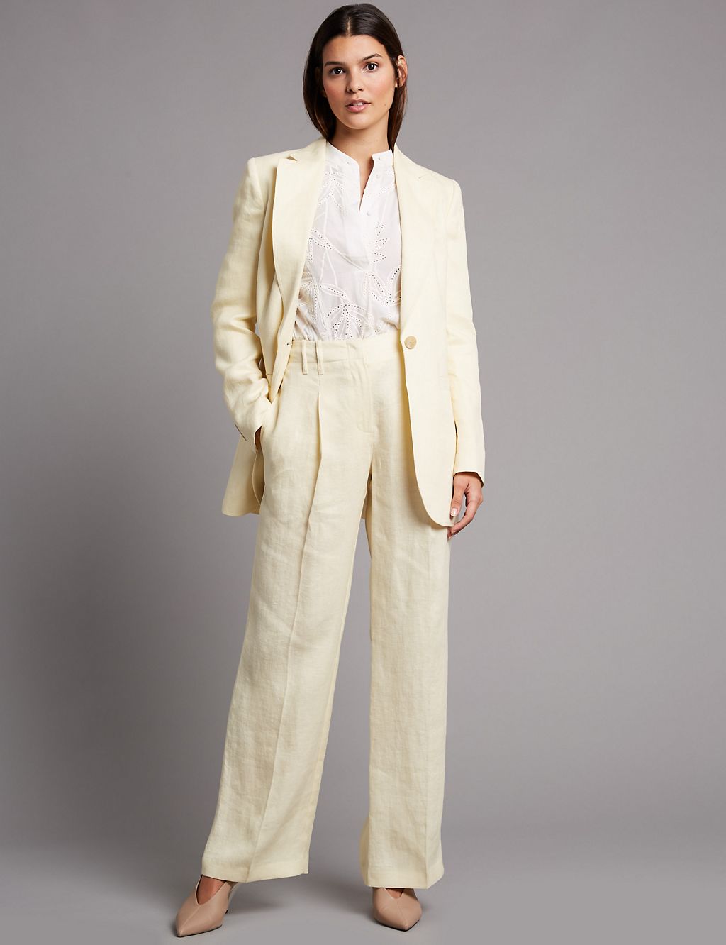 Pure Linen Wide Leg Trousers 5 of 7