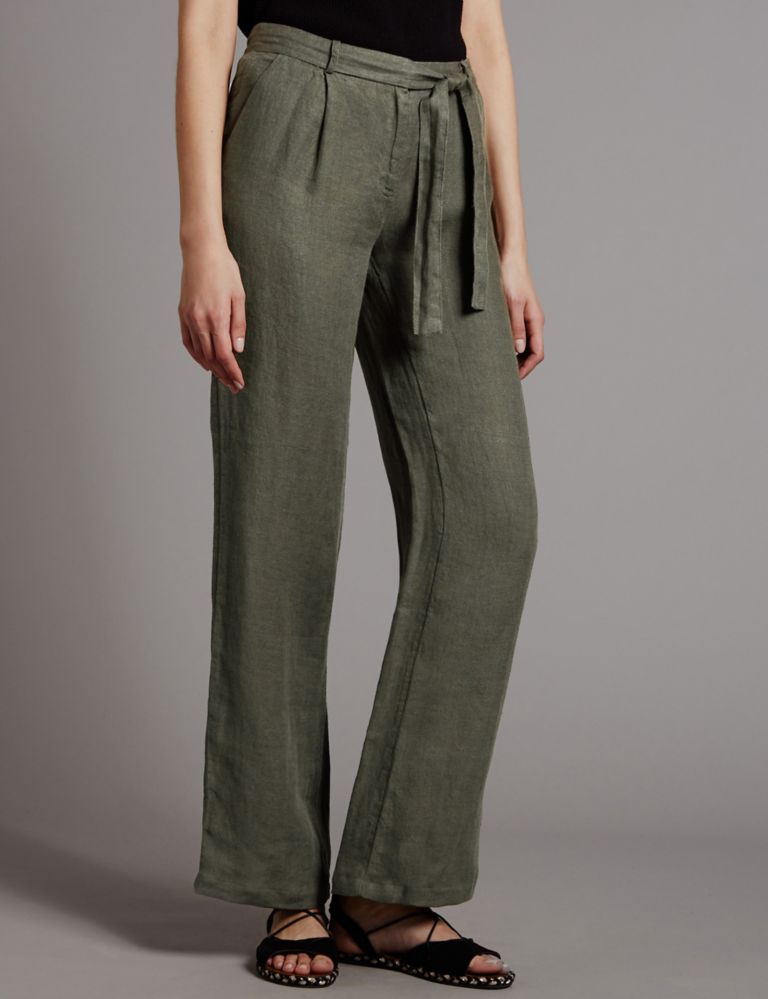 Pure Linen Wide Leg Trousers 1 of 3