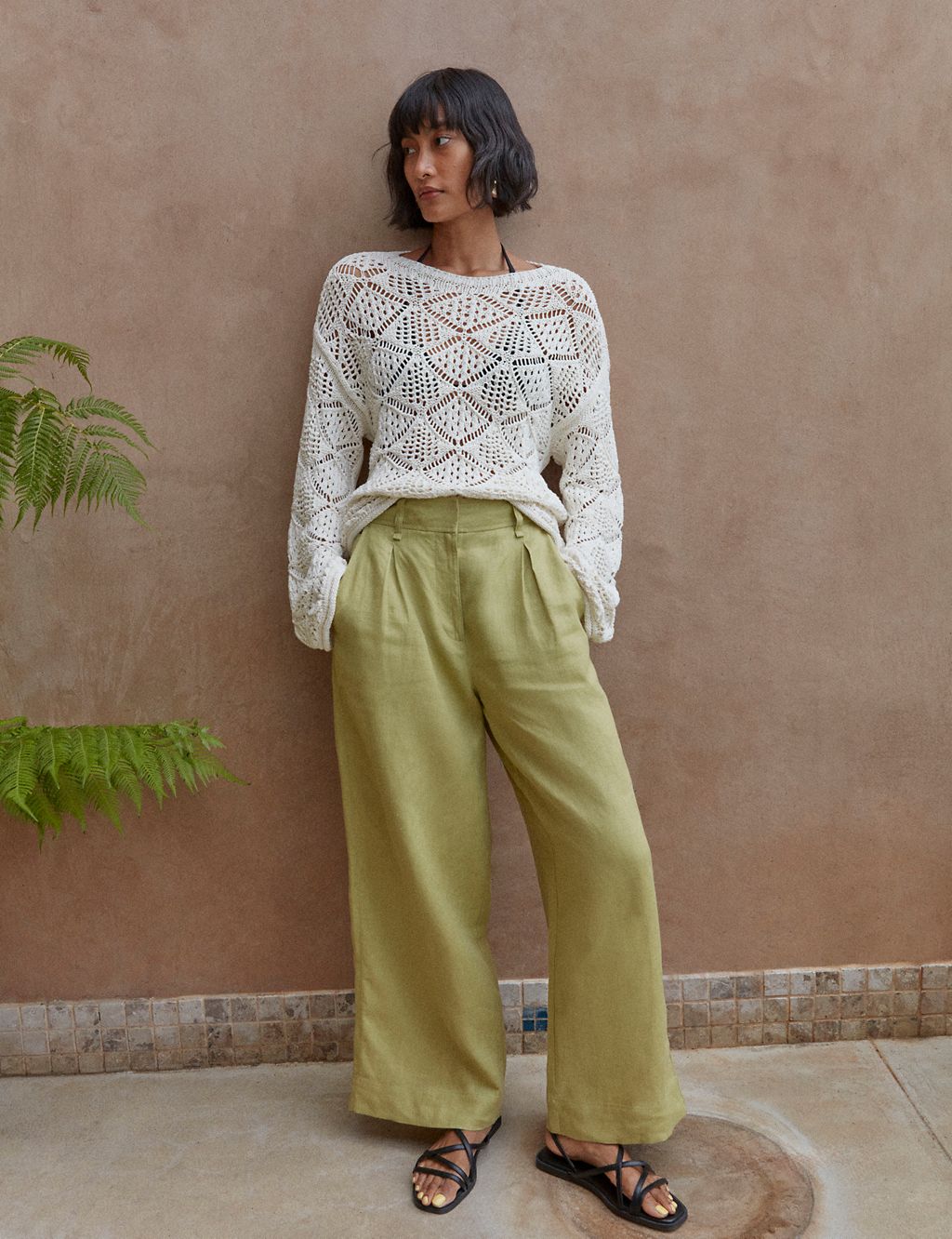 Pure Linen Wide Leg Trousers 3 of 6